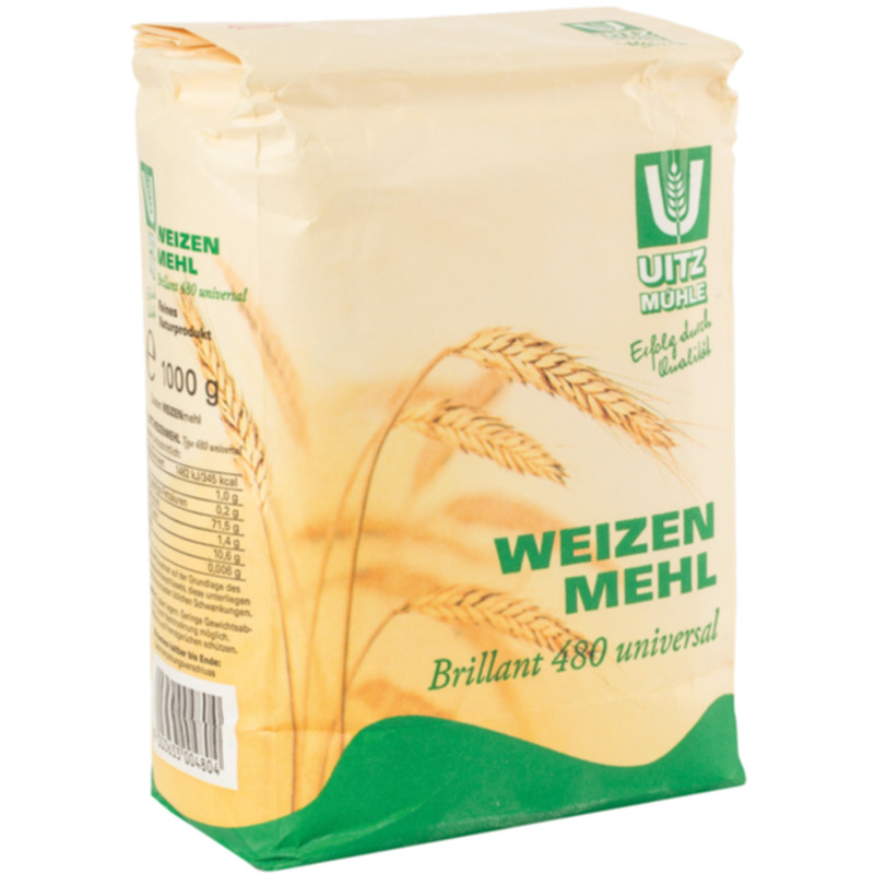 Uitz Weizenmehl T480 universal 1 kg vielseitiges Haushaltsmehl für Brot Kuchen und Gebäck